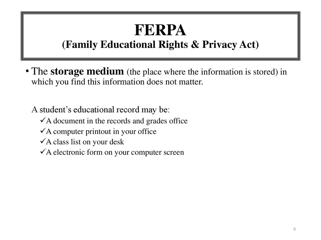 Family Educational Rights And Privacy Act Ferpa Training Ppt