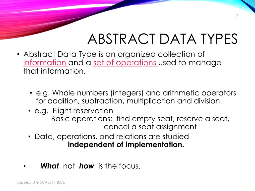Abstract Data Types, Elementary Data Structures and Arrays - ppt download