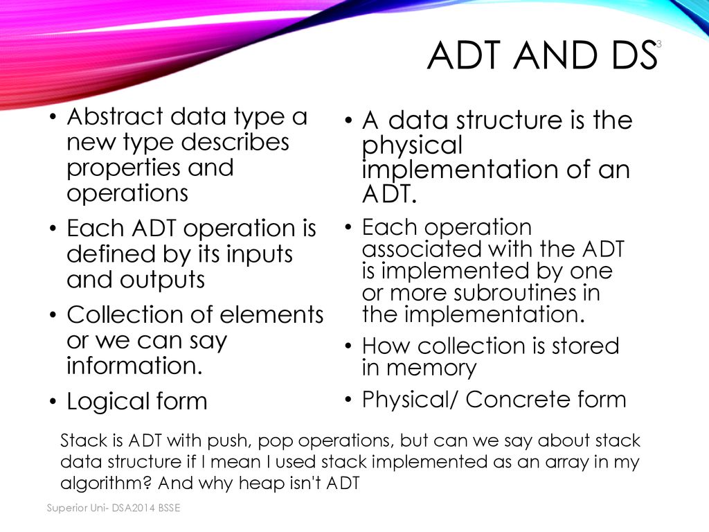 Abstract data types elementary data structures and arrays ppt download