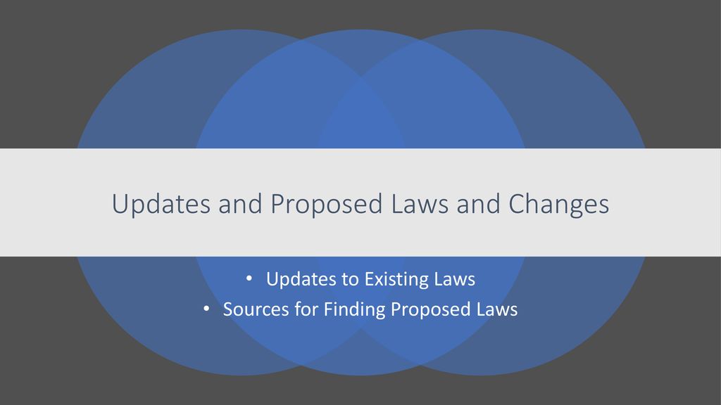Updates and Proposed Laws and Changes