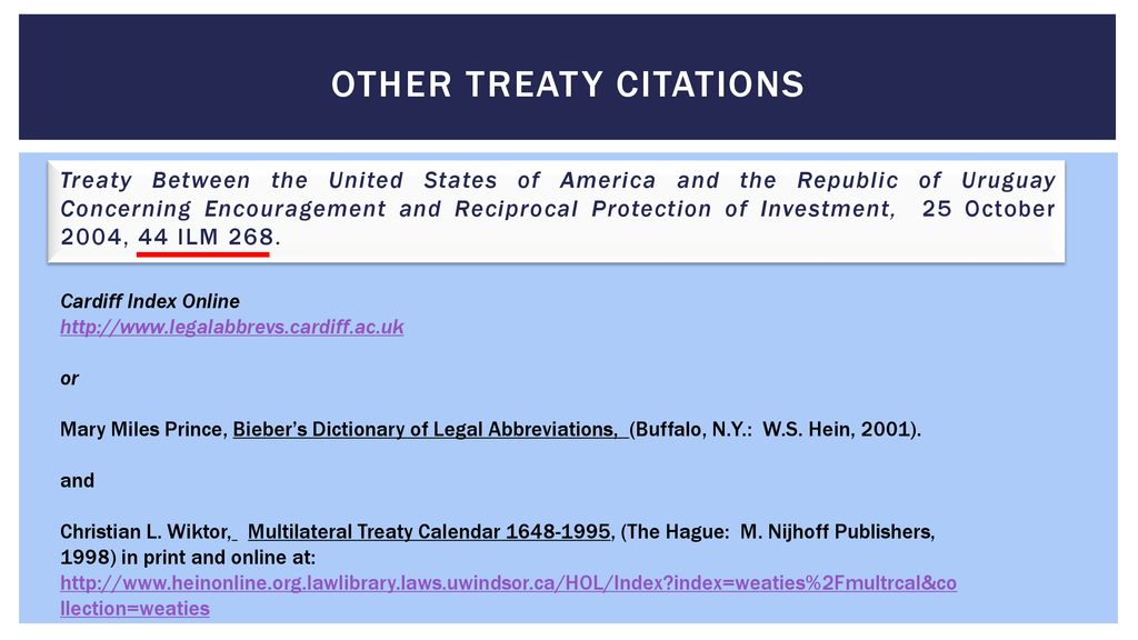 Other Treaty Citations