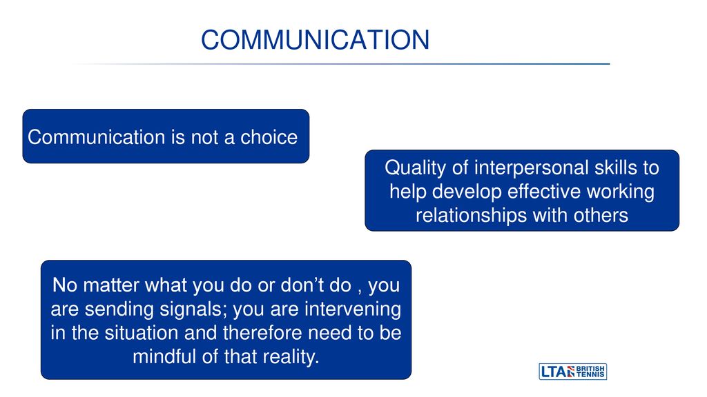 COMMUNICATION Communication is not a choice