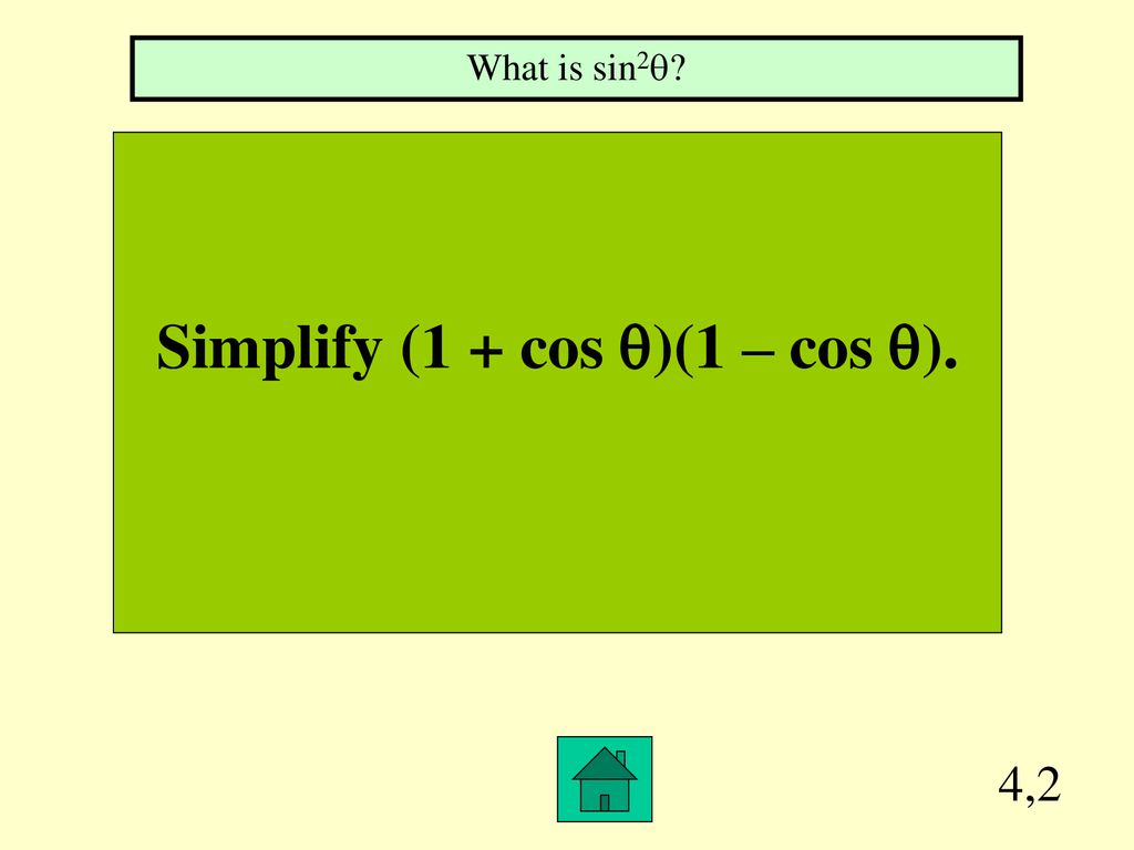 Simplify (1 + cos )(1 – cos ).