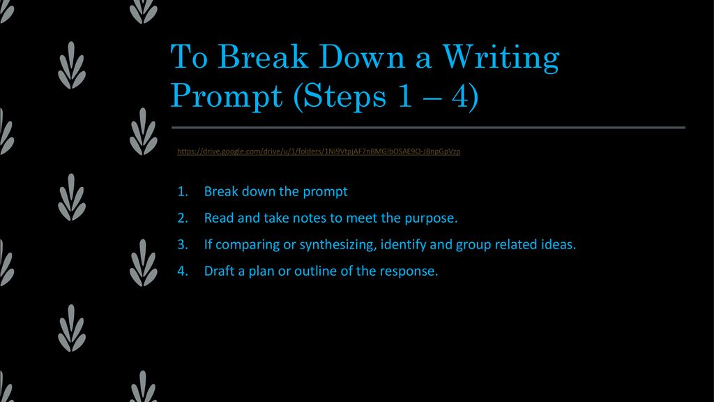 To Break Down a Writing Prompt (Steps 1 – 4)
