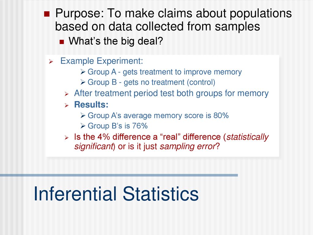 Inferential Statistics - ppt download