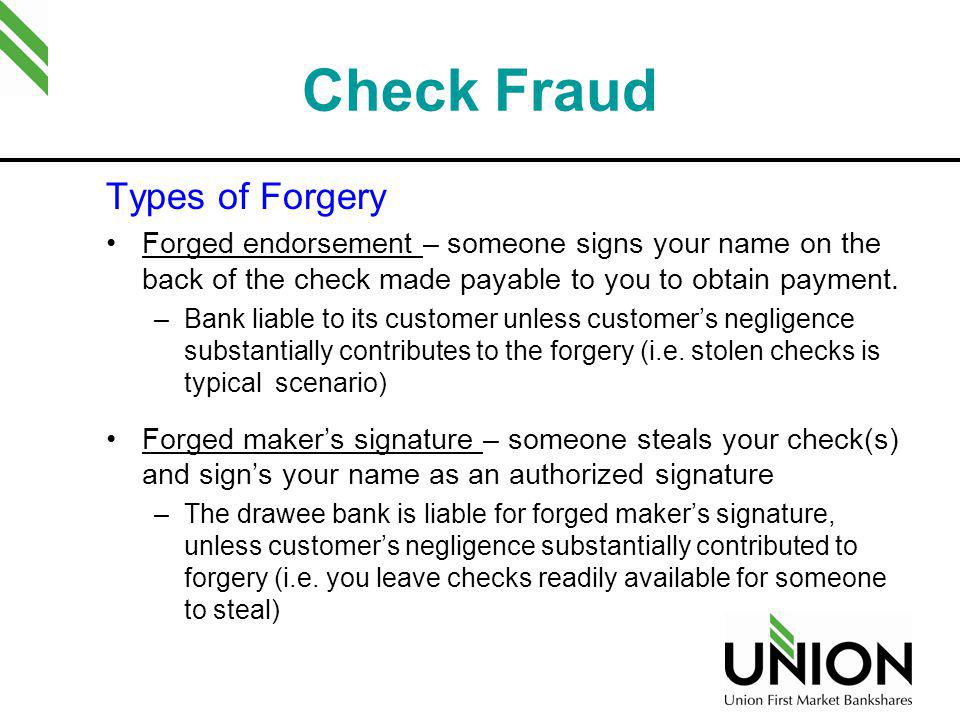 Check Fraud Types of Forgery