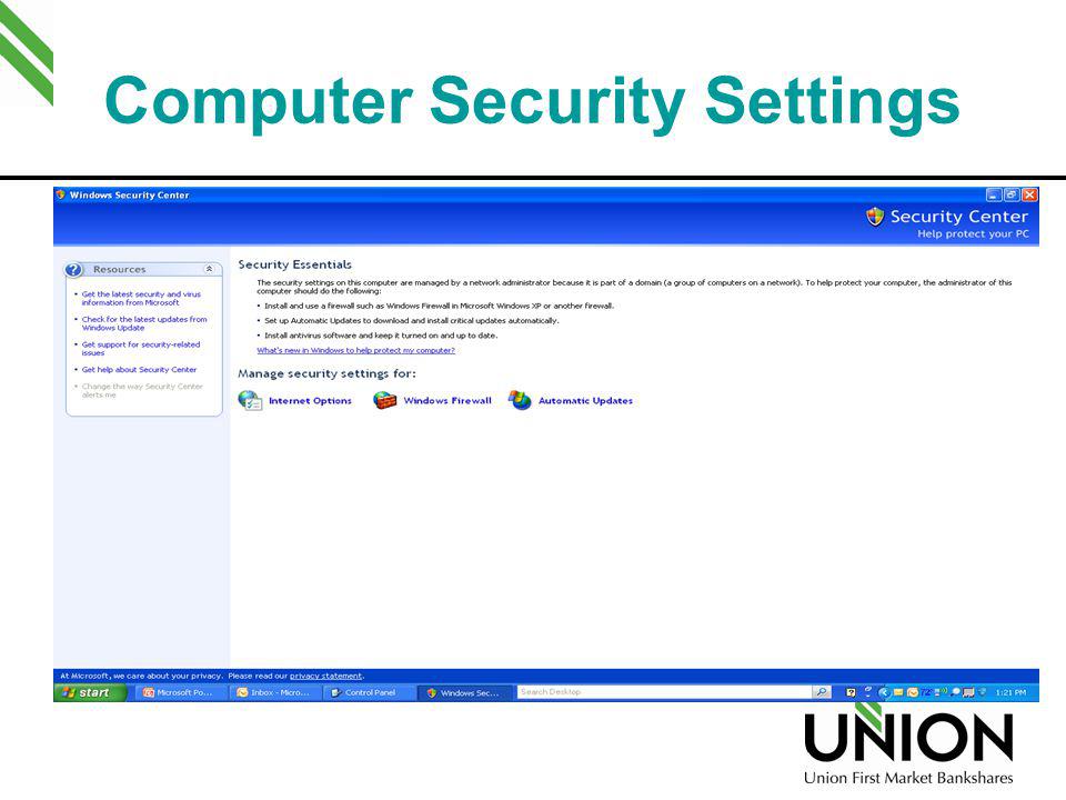 Computer Security Settings