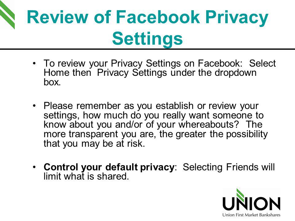 Review of Facebook Privacy Settings