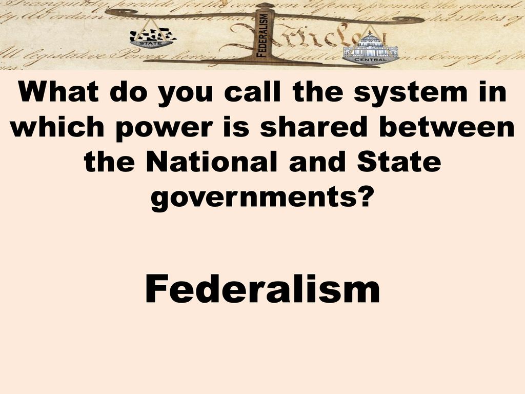 What do you call the system in which power is shared between the National and State governments