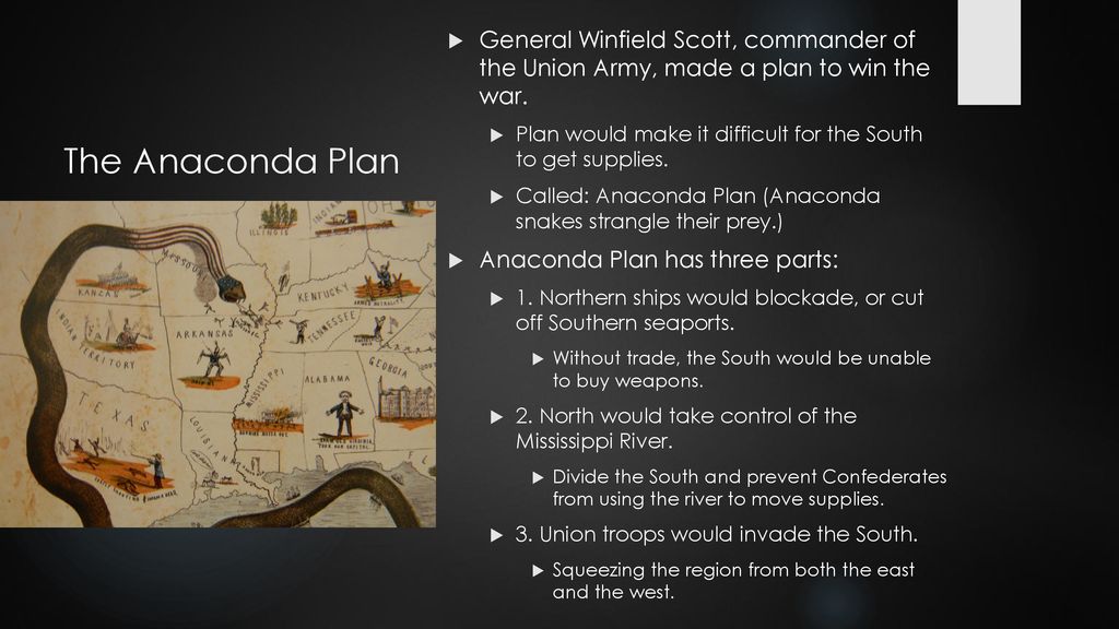 General Winfield Scott, commander of the Union Army, made a plan to win the war.