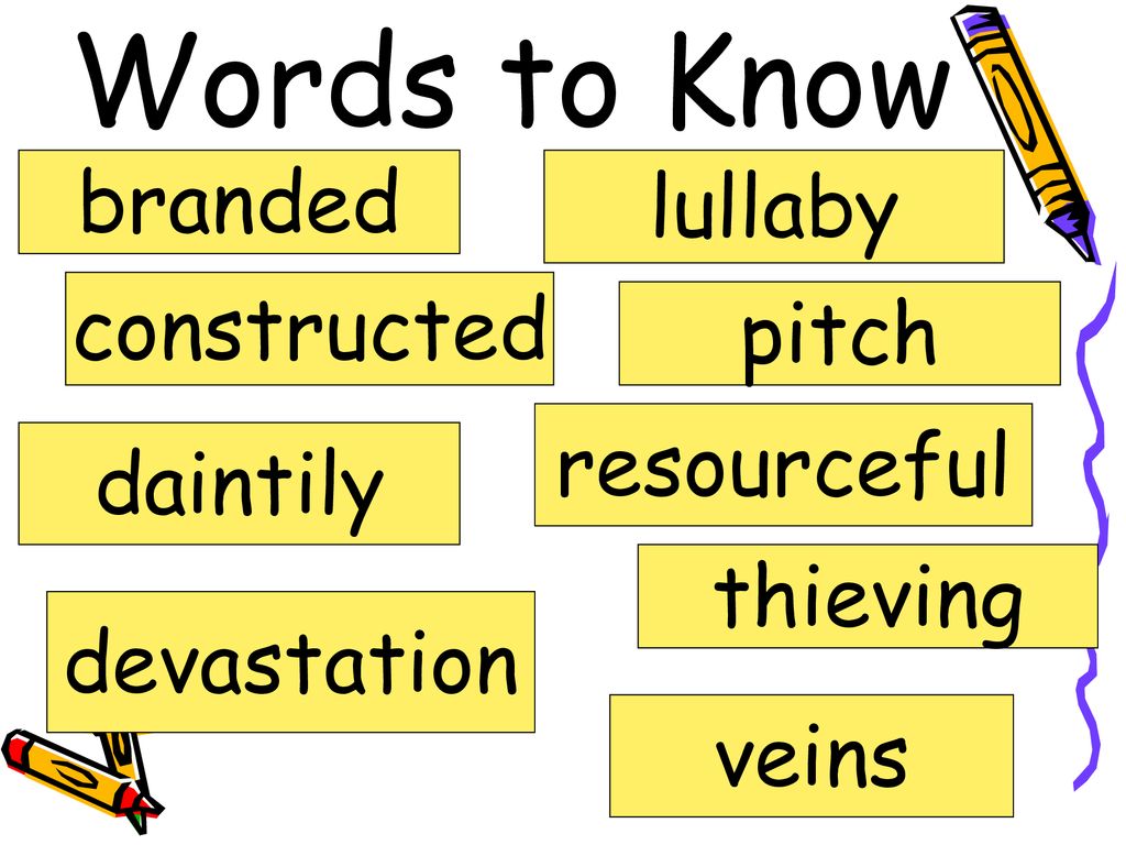 Words to Know branded lullaby constructed pitch resourceful daintily