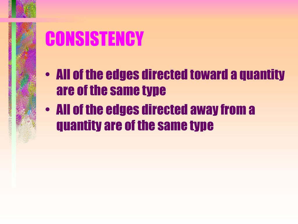 CONSISTENCY All of the edges directed toward a quantity are of the same type.