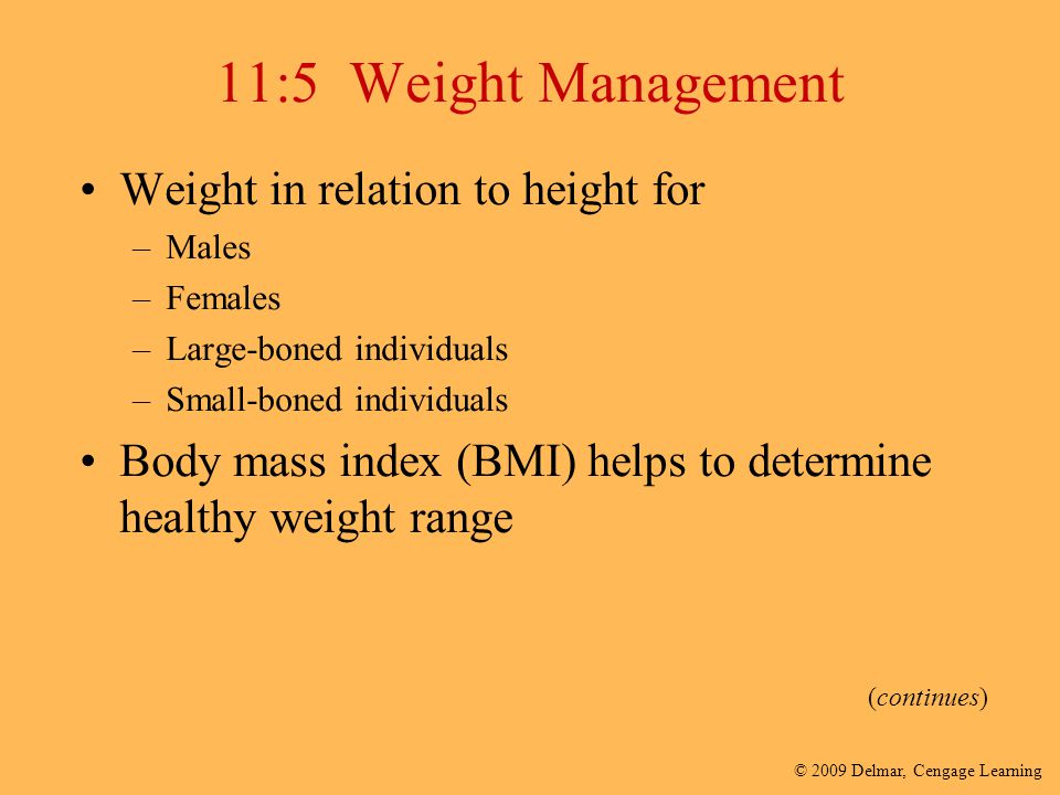 11:5 Weight Management Weight in relation to height for