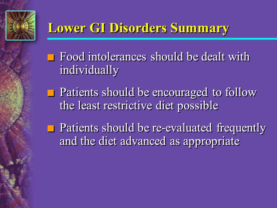 Lower GI Disorders Summary