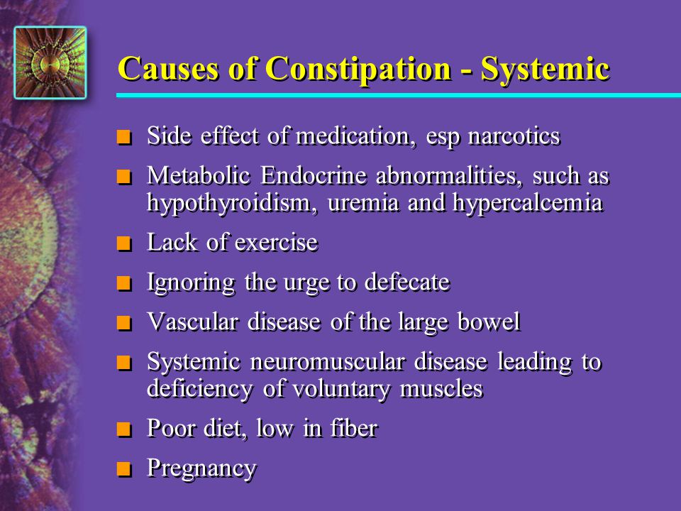 Causes of Constipation - Systemic