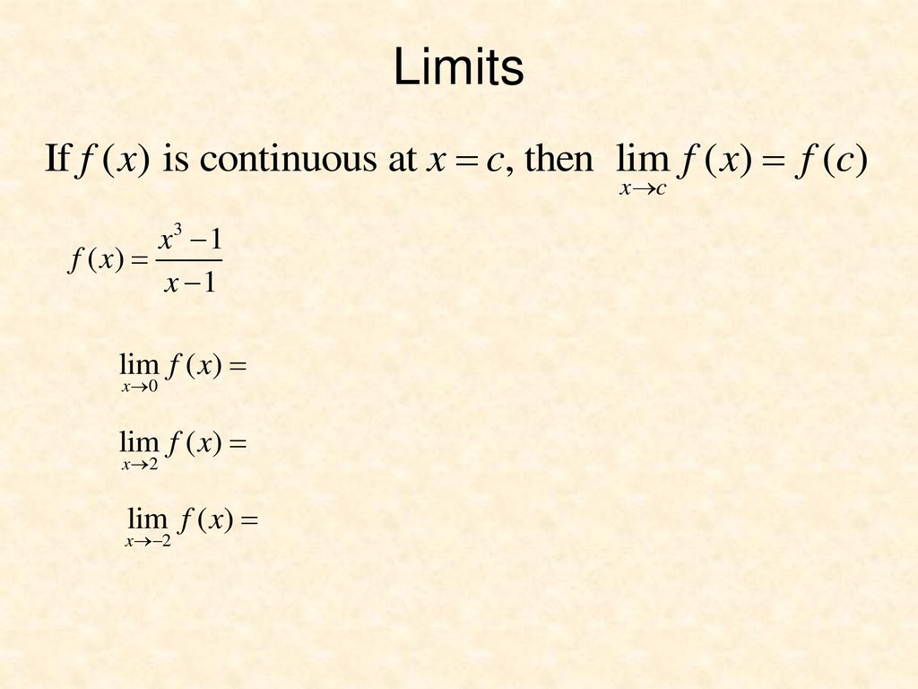 Today in Precalculus Notes: Limits (no calculators) Go over quiz - ppt ...