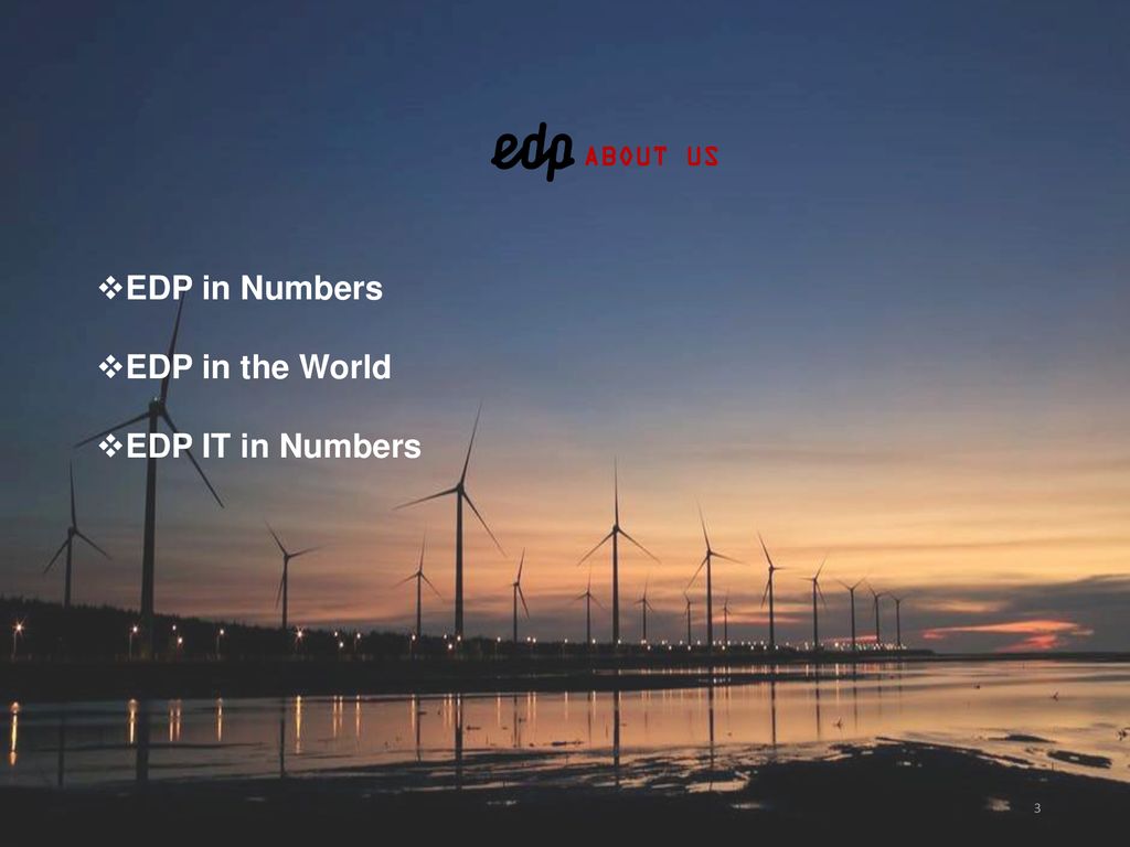ABOUT US EDP in Numbers EDP in the World EDP IT in Numbers
