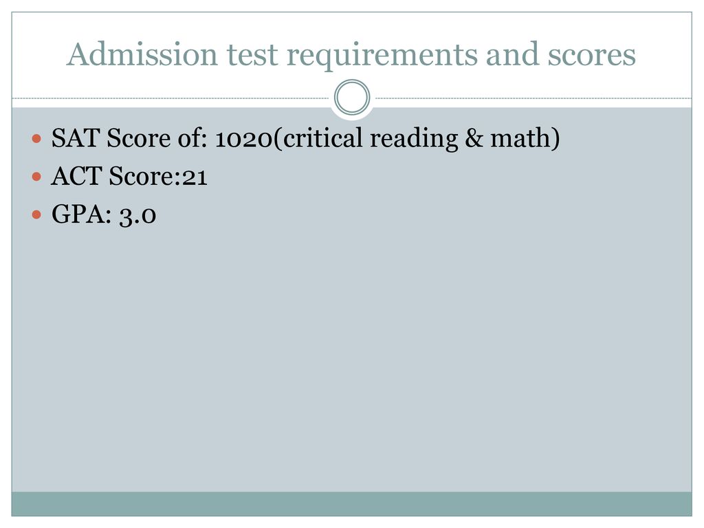 Admission Test Requirements And Scores Admission Test Requirements And Scores