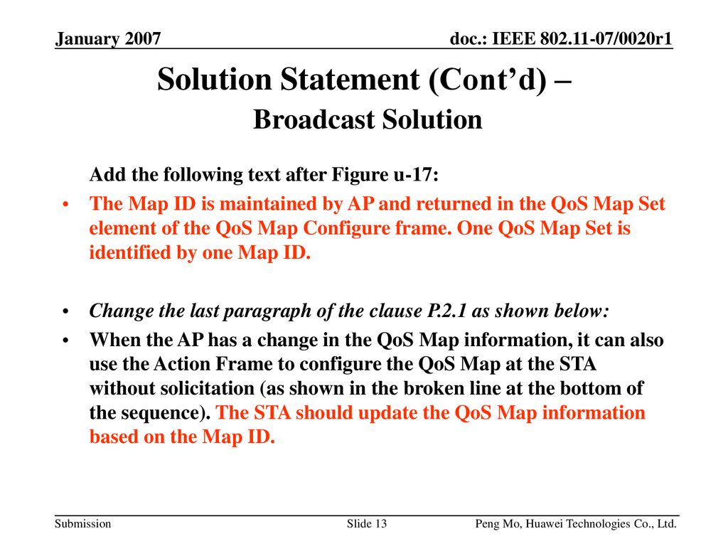 Solution Statement (Cont’d) – Broadcast Solution