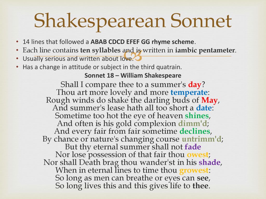 Shakespearean Sonnets - ppt download