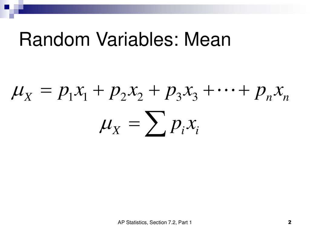 Section Means and Variances of Random Variables - ppt download