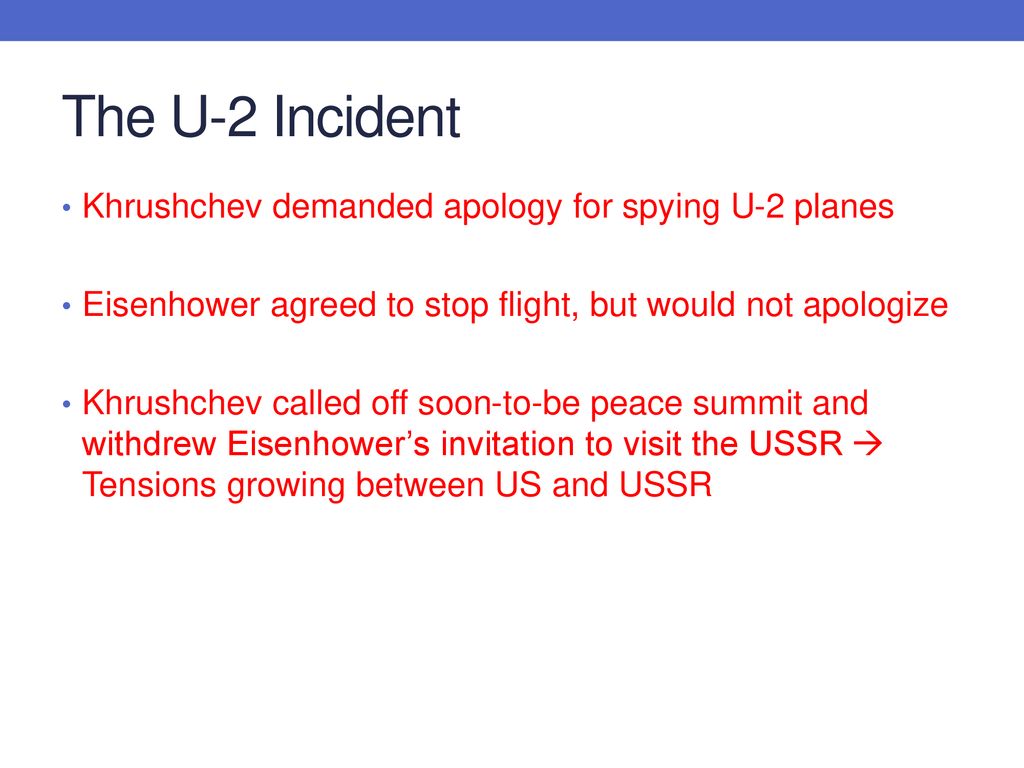 The U-2 Incident Khrushchev demanded apology for spying U-2 planes