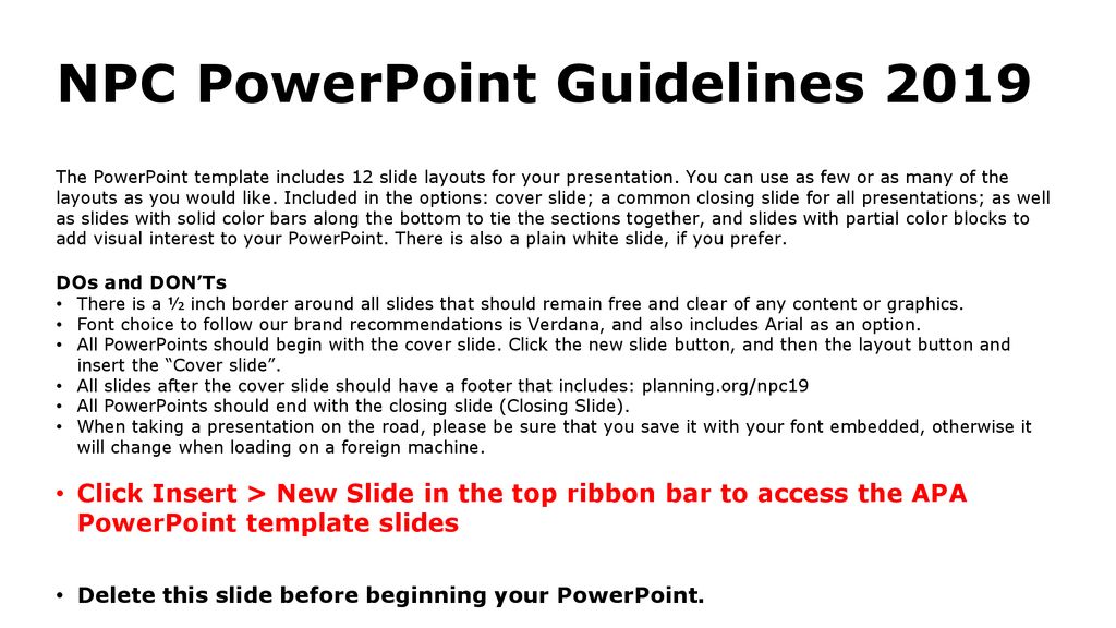 NPC PowerPoint Guidelines 2019
