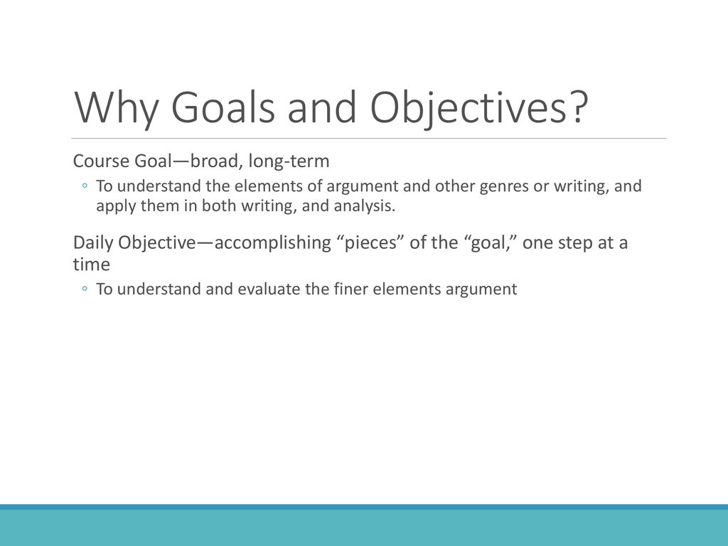 Why Goals and Objectives