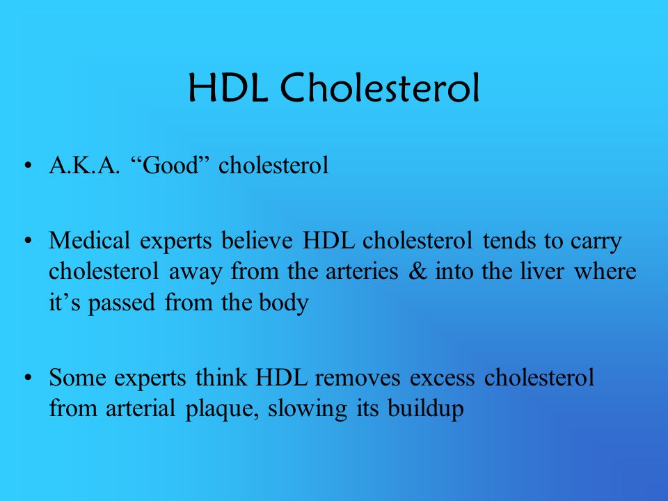 HDL Cholesterol A.K.A. Good cholesterol