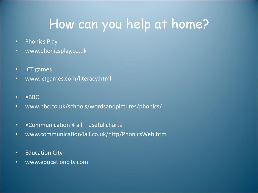 How can you help at home Phonics Play   ICT games