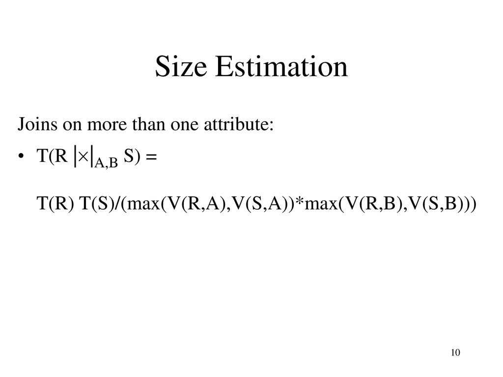 Lecture 28 Size Cost Estimation Recovery Ppt Download