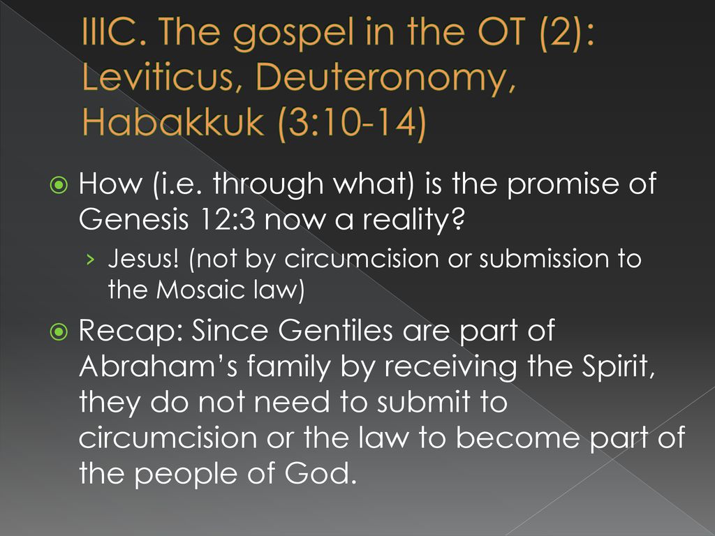 IIIC. The gospel in the OT (2): Leviticus, Deuteronomy, Habakkuk (3:10-14)