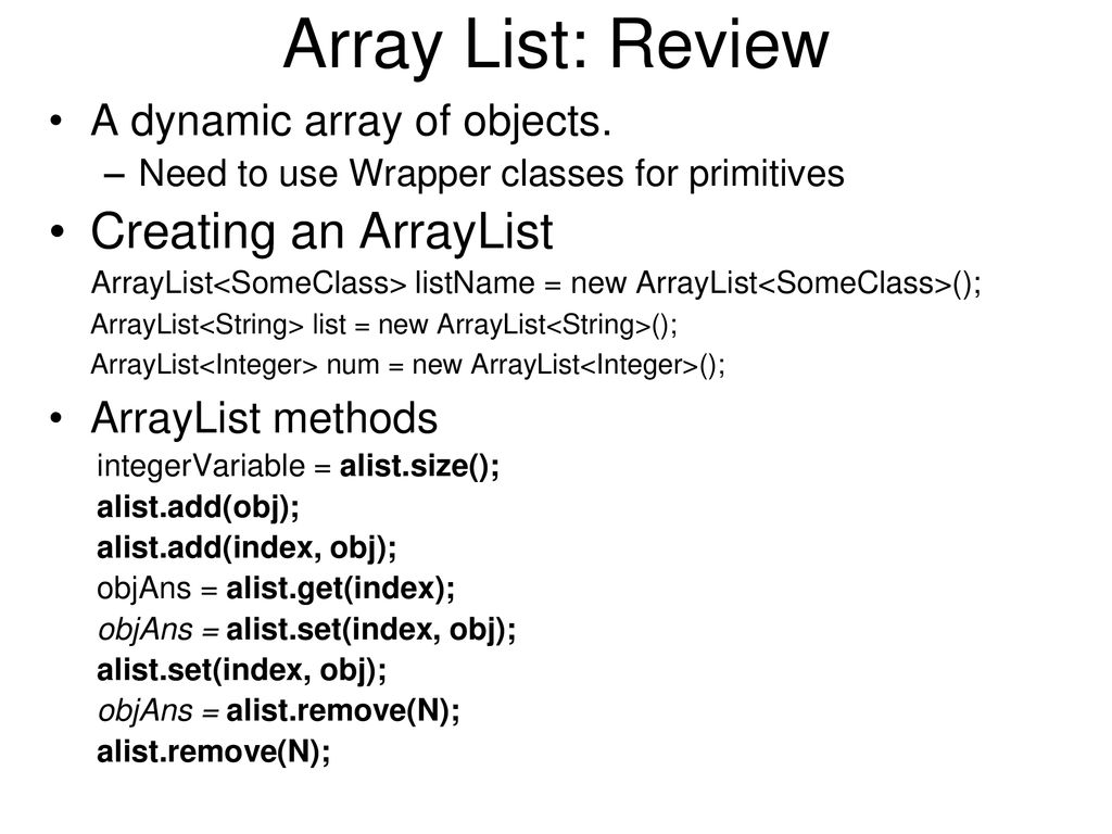 Java Array Lists Day ppt download