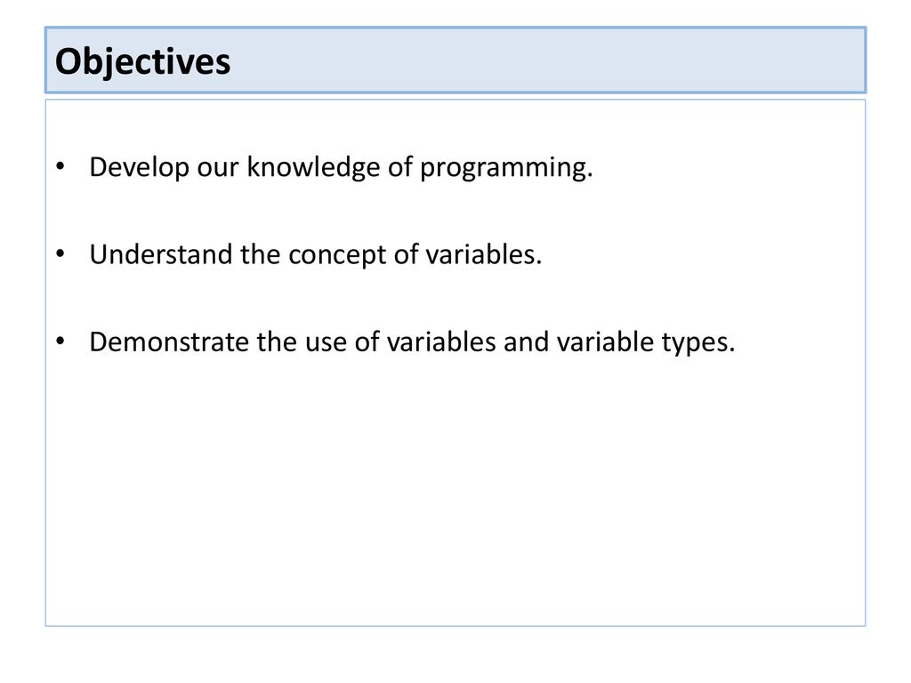 B065: PROGRAMMING Variables ppt download