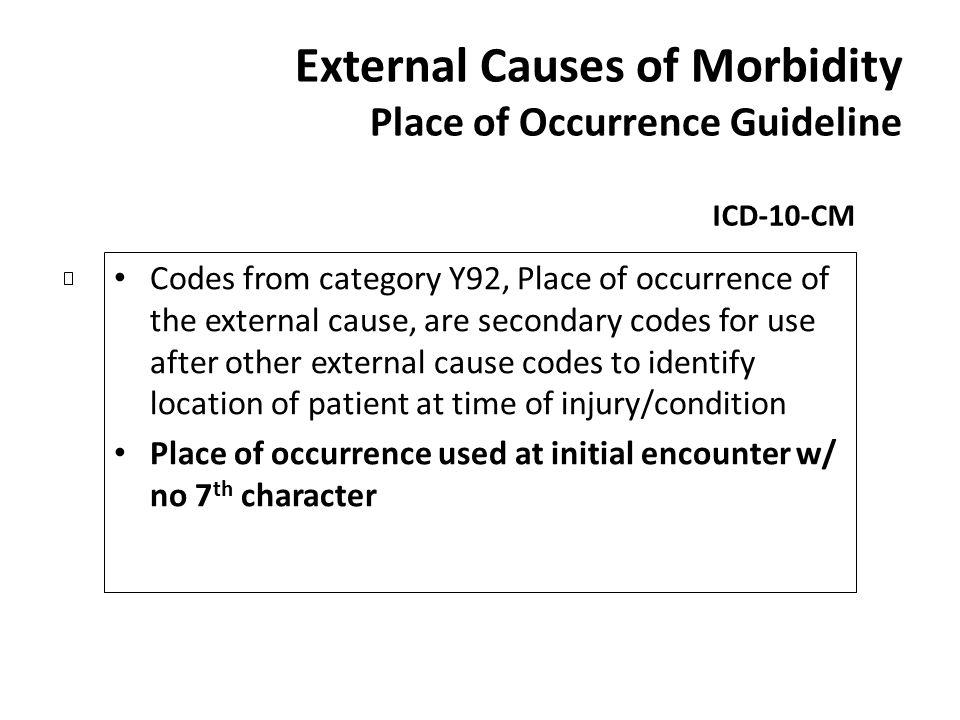External Causes of Morbidity Place of Occurrence Guideline