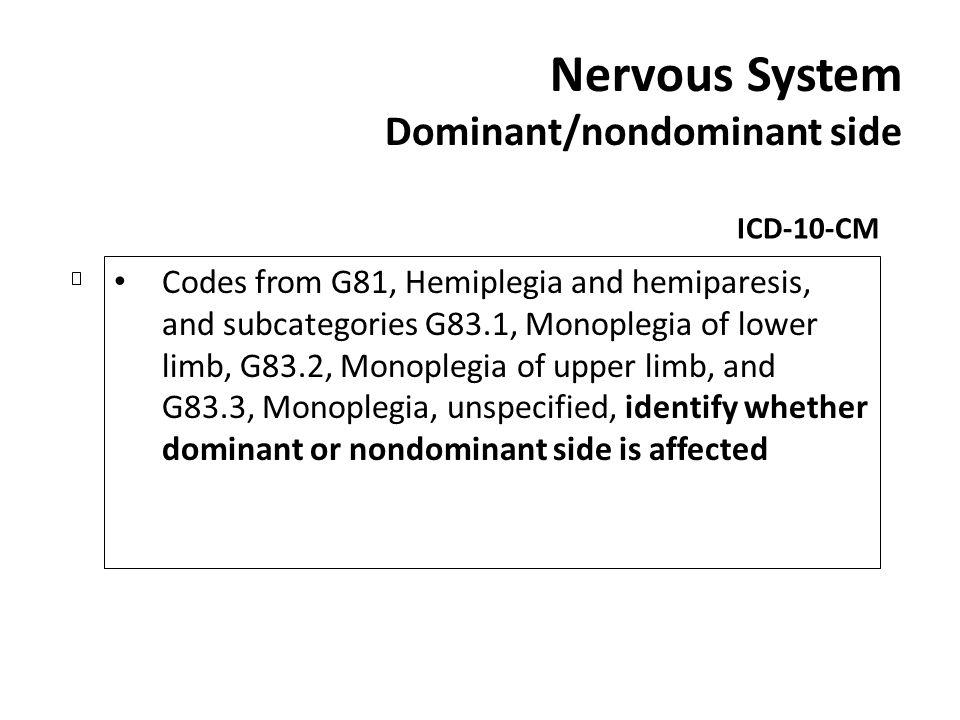 Nervous System Dominant/nondominant side