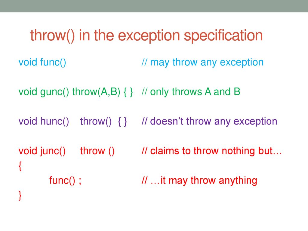throw() in the exception specification
