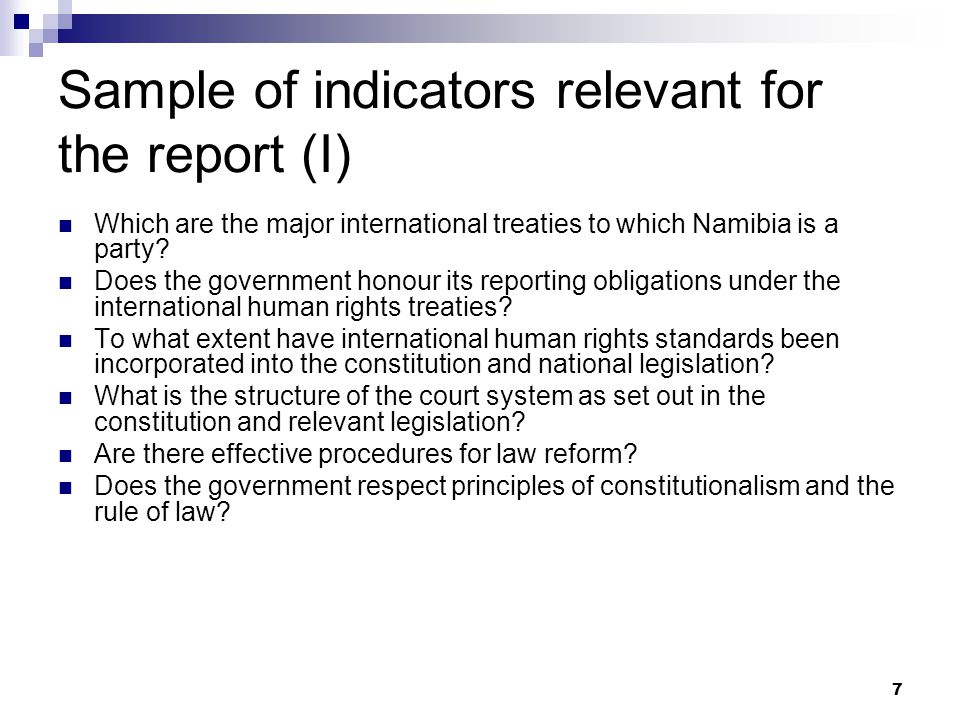 Sample of indicators relevant for the report (I)