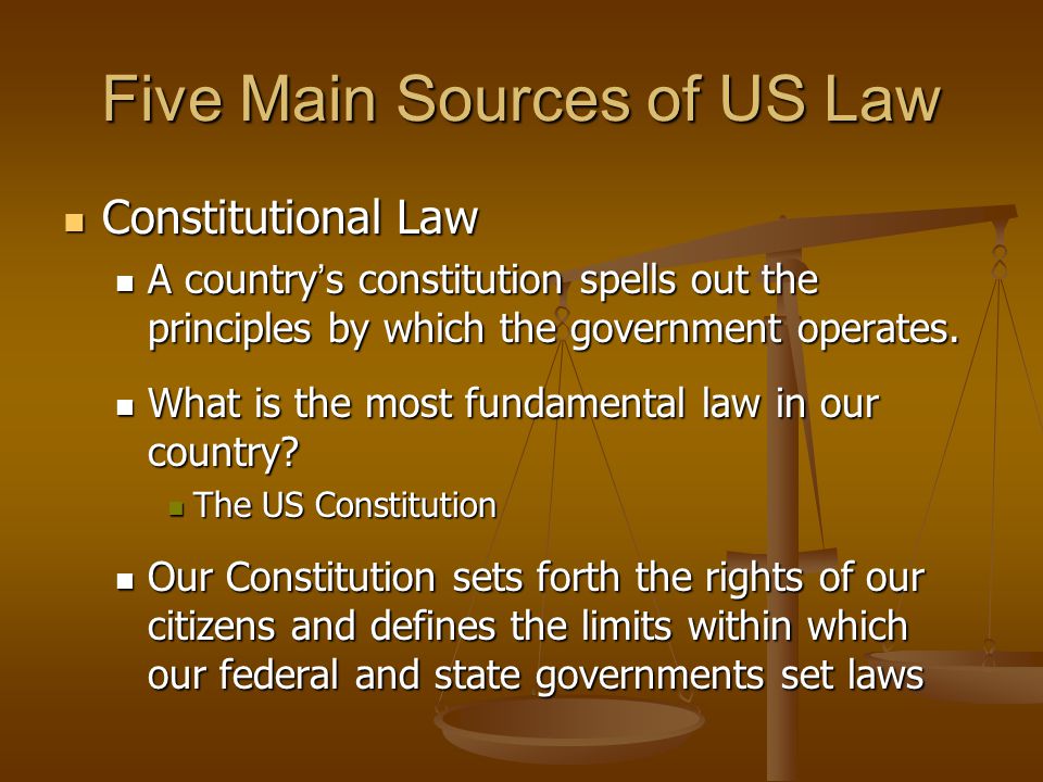 Five Main Sources of US Law