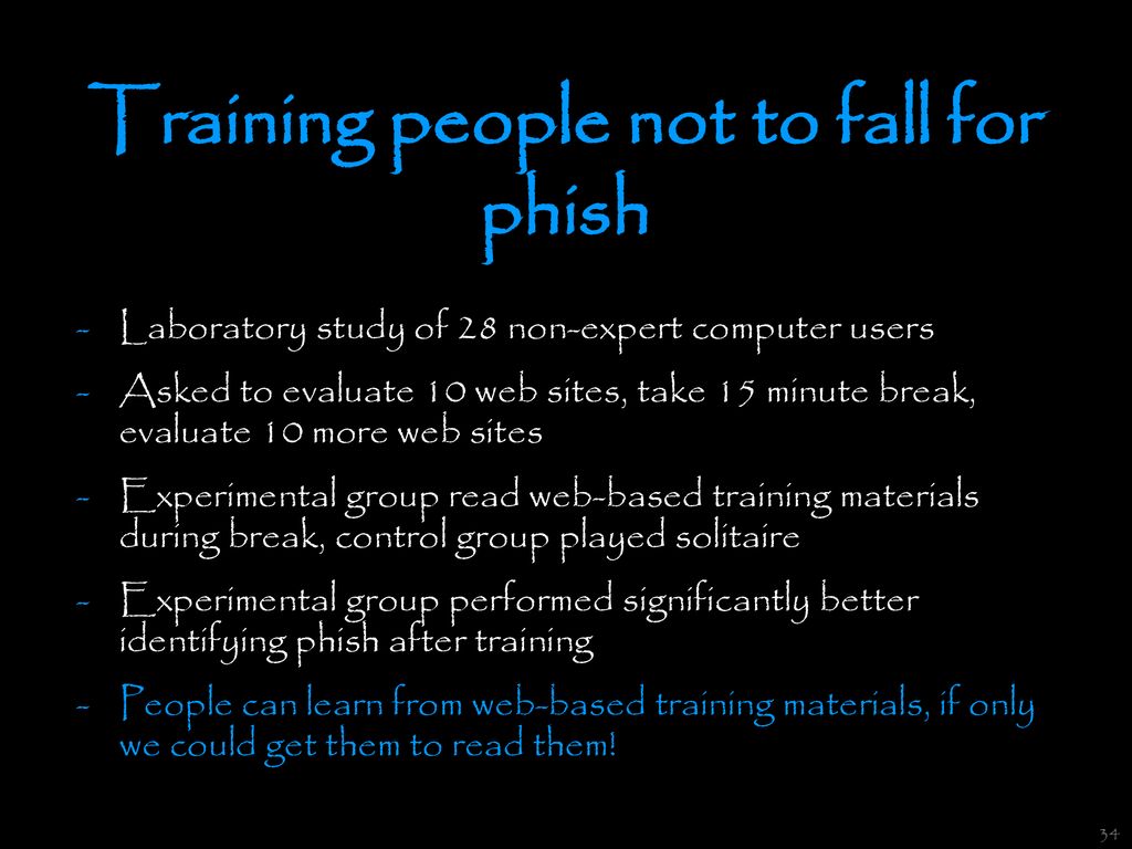 Training people not to fall for phish