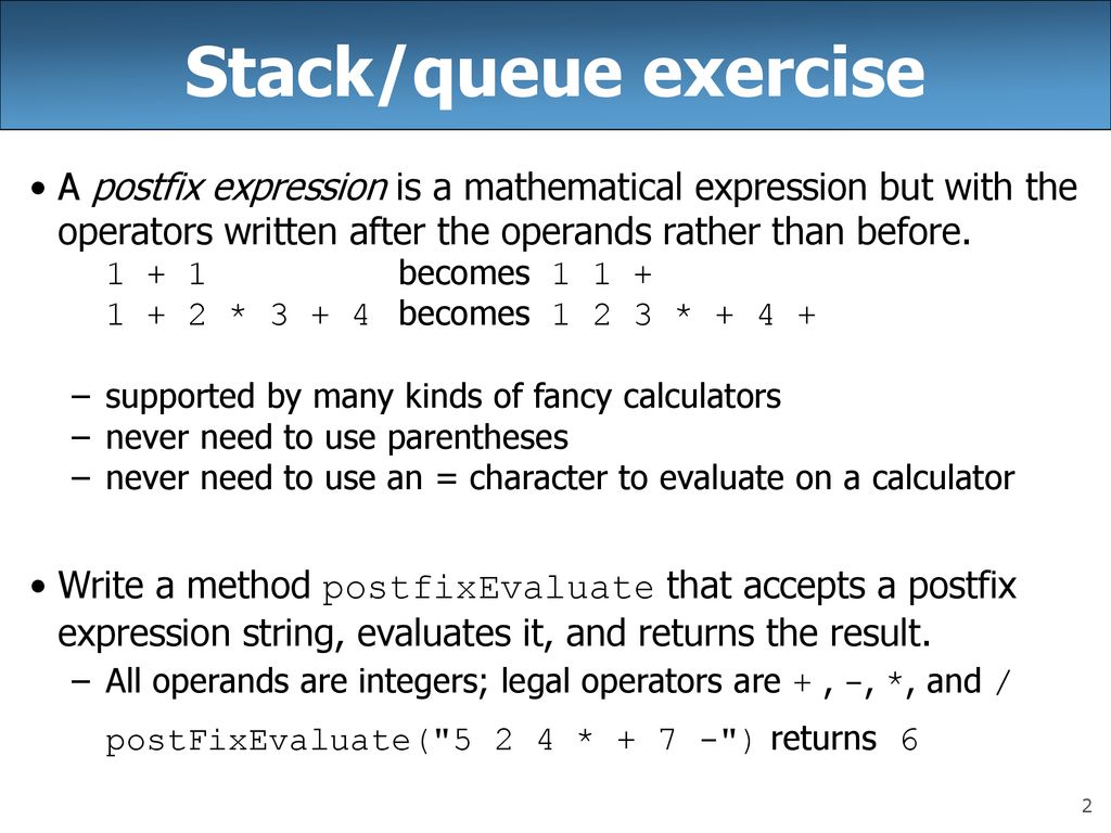 CSE 143 Lecture 8 More Stacks and Queues; Complexity (Big-Oh) - ppt ...