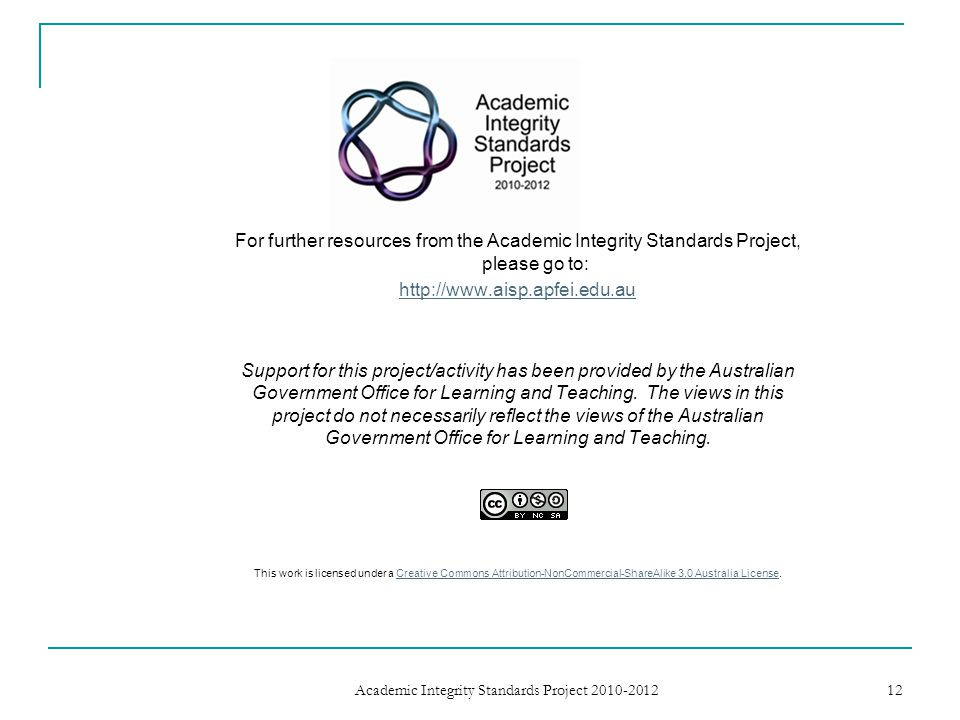 Academic Integrity Standards Project