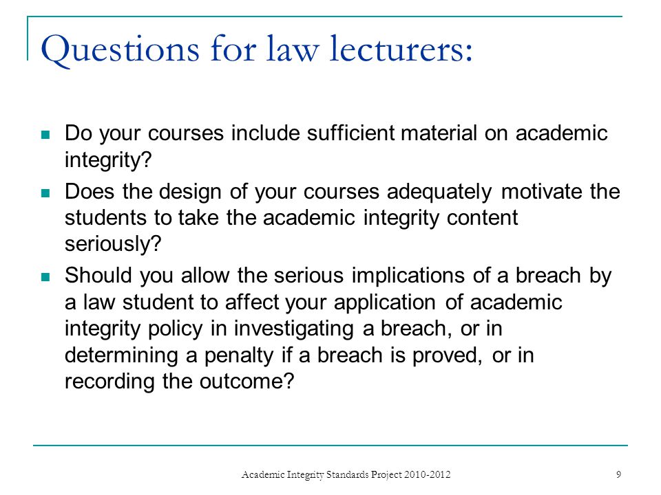 Questions for law lecturers: