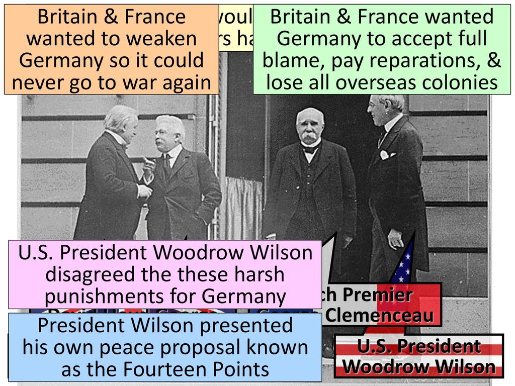 Britain & France wanted to weaken Germany so it could never go to war again