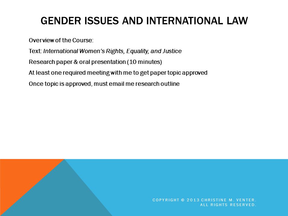 GENDER ISSUES AND INTERNATIONAL LAW