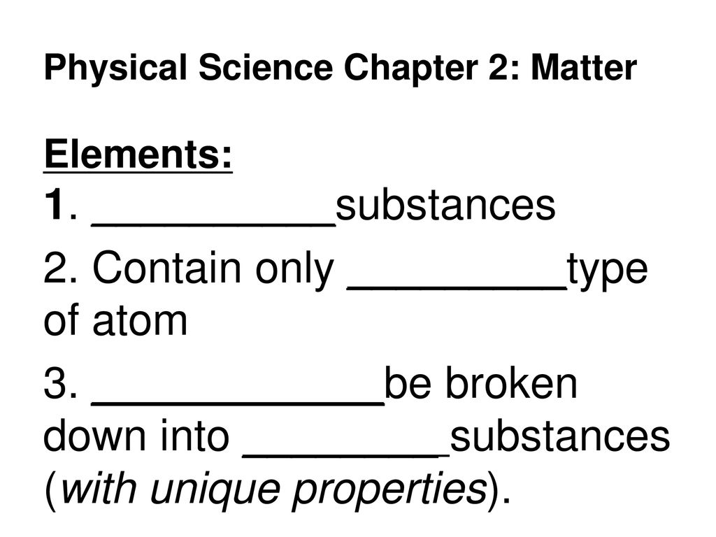 Chapter 2: Matter Section 1 - Ppt Download