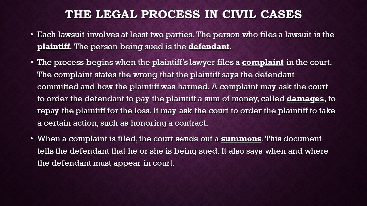 The legal process in civil cases