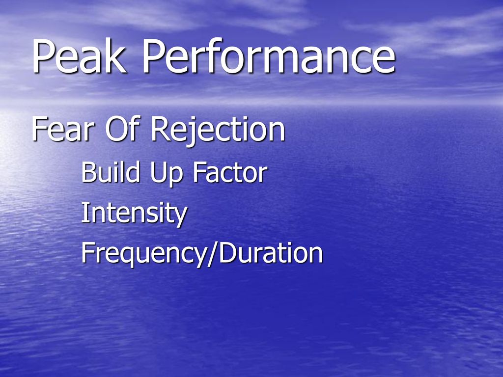 Peak Performance Fear Of Rejection Intensity Frequency/Duration