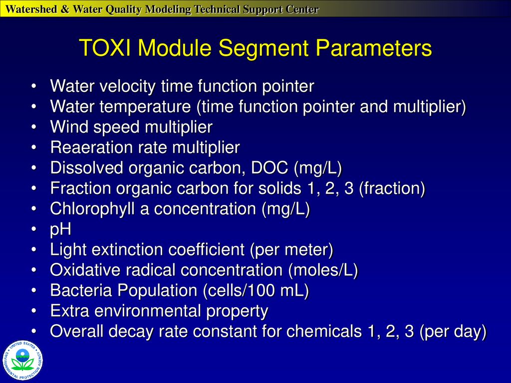 TOXI Module Segment Parameters