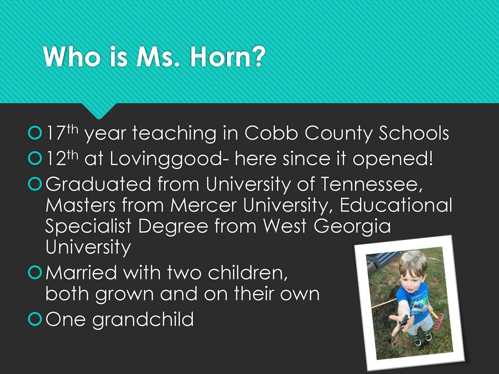 Who is Ms. Horn 17th year teaching in Cobb County Schools